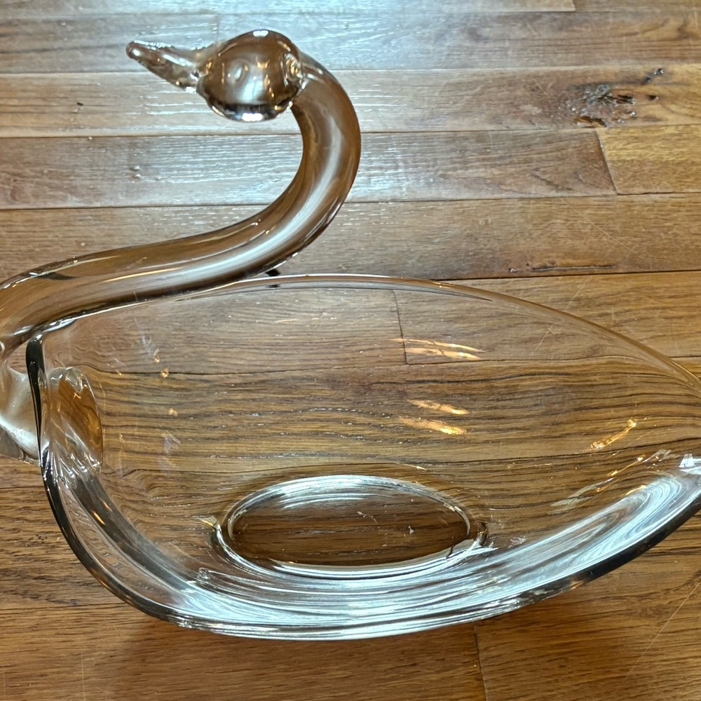 Duncan & Miller Pall Mall Clear Glass Open Back Swan Candy Dish - Elegant